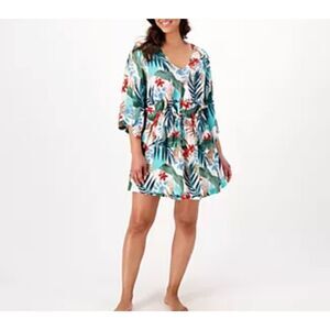 NWT$99 Jantzen Woven Tie-Waist Cover-Up Tunic Dress large